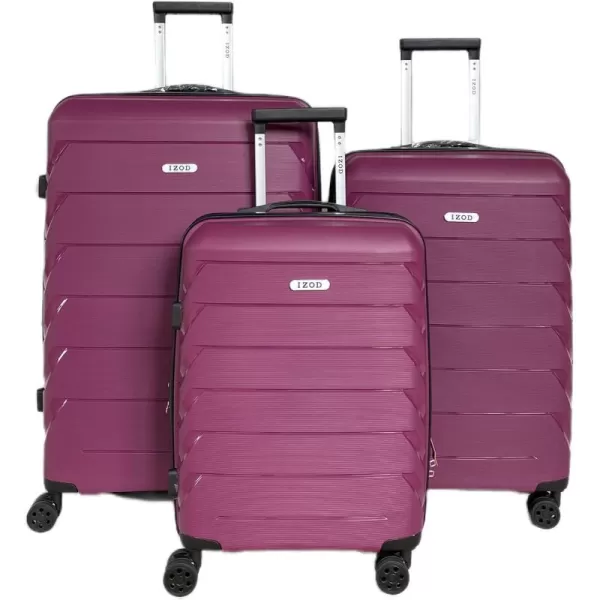 IZOD Polycarbonate Hard shell Expandable Lightweight 360 Dual Spinning Wheels Combo Lock 28", 24", 20" 3 Piece Luggage Set 
