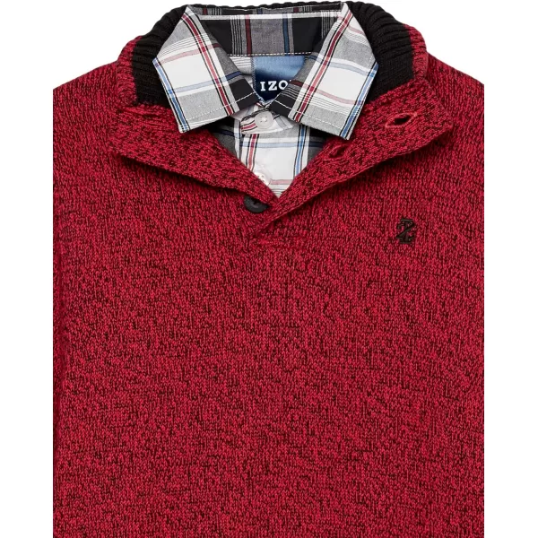 IZOD Boys' 2-piece Sweater Set With Long Sleeve Collared Button-down Dress Shirt