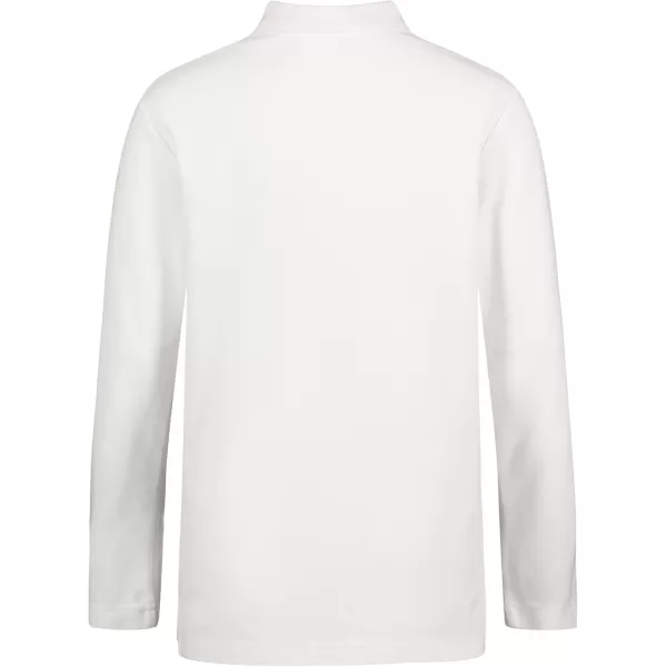 IZOD Boys' School Uniform Adaptive Long Sleeve Polo Shirt, Velcro Closure &amp; Faux Buttons, Comfortable Pique Fabric