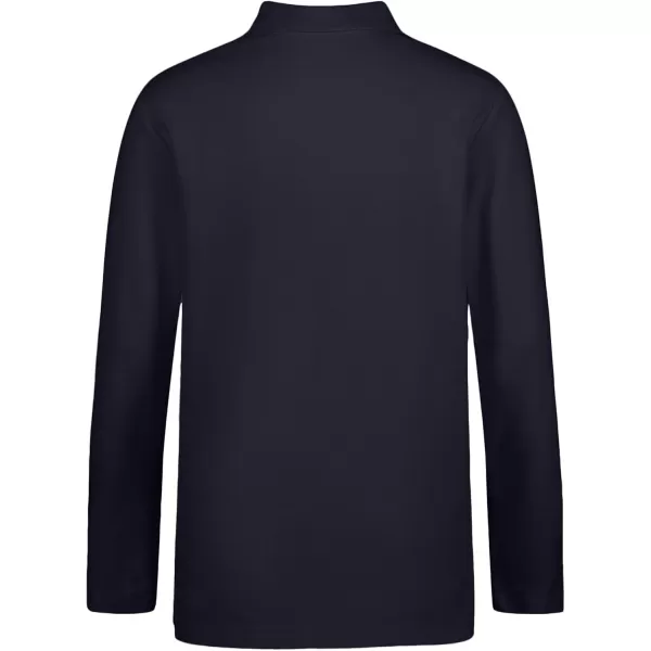 IZOD Boys' School Uniform Adaptive Long Sleeve Polo Shirt, Velcro Closure &amp; Faux Buttons, Comfortable Pique Fabric