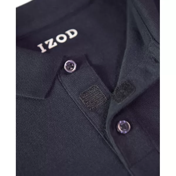 IZOD Boys' School Uniform Adaptive Short Sleeve Polo Shirt, Velcro Closure &amp; Faux Buttons, Comfortable Pique Fabric