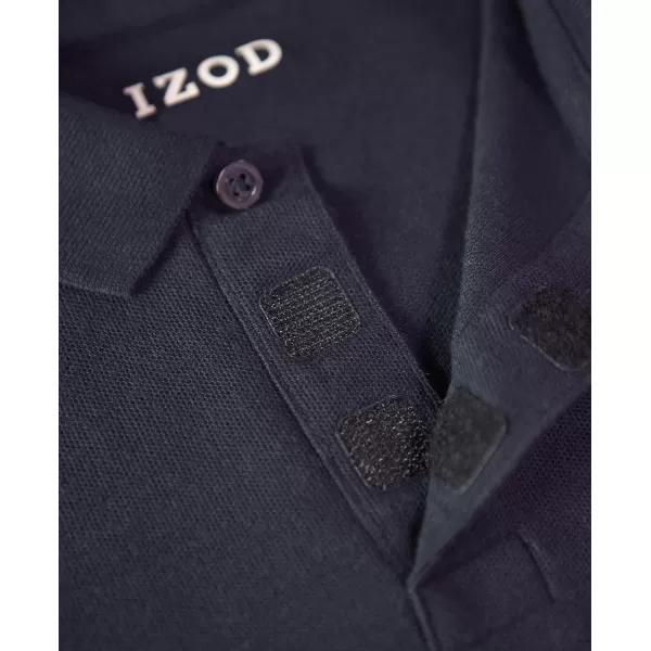 IZOD Boys' School Uniform Adaptive Short Sleeve Polo Shirt, Velcro Closure &amp; Faux Buttons, Comfortable Pique Fabric