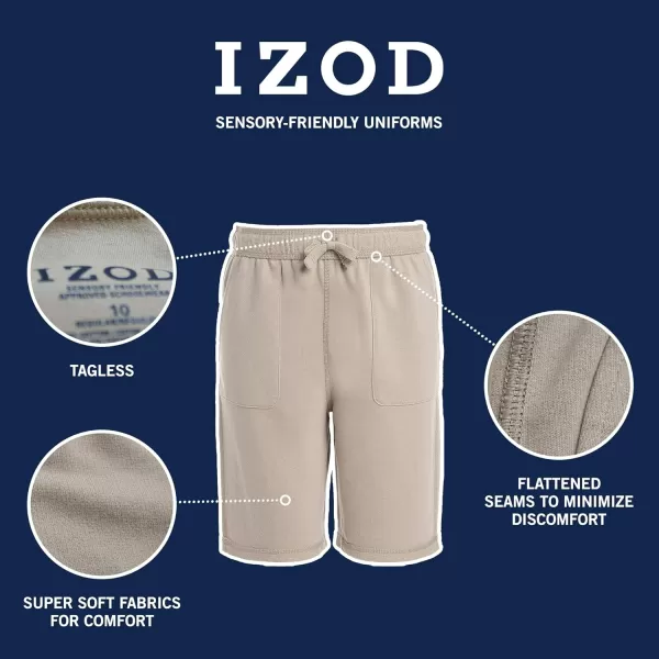 IZOD Boys' School Uniform Sensory-Friendly Knit Short, Soft Fabric with Elastic Waist, Tagless, Flattened Seams &amp; Pockets
