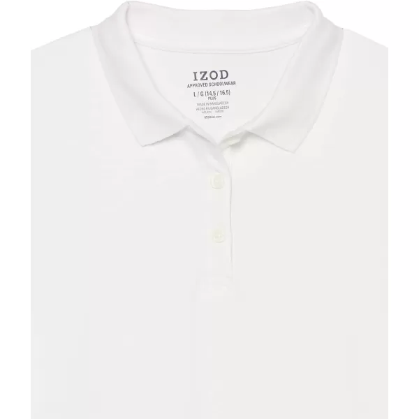 IZOD Girls' School Uniform Adaptive Short Sleeve Polo Shirt, Velcro Closure &amp; Faux Buttons, Comfortable Interlock Fabric