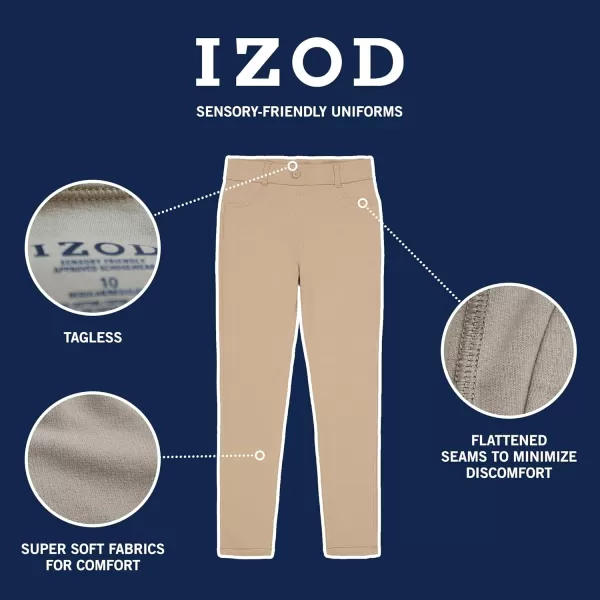 IZOD Girls' School Uniform Sensory-Friendly Jegging, Soft Fabric with Flattened Seams, Tagless