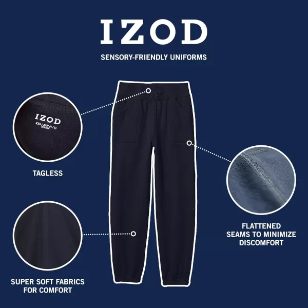 IZOD Girls' Sensory-Friendly Sweatpants, Soft Fleece Fabric with Elastic Waist&amp;Drawstring,Tagless,Flattened Seams &amp; Pockets