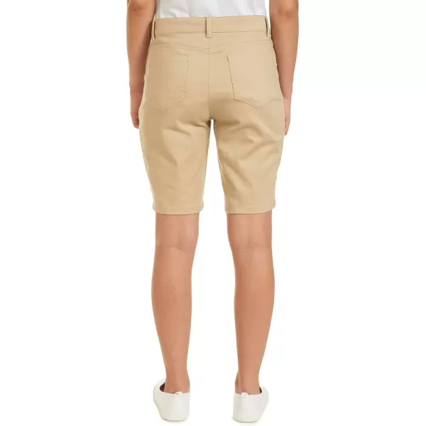 IZOD Juniors Uniform Bermuda Shorts, Skinny Style with Hook &amp; Eye Closure, Stretch Twill Fabric