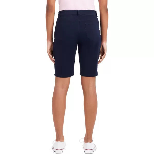 IZOD Juniors Uniform Bermuda Shorts, Skinny Style with Hook &amp; Eye Closure, Stretch Twill Fabric