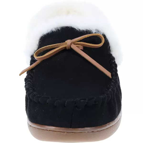 IZOD Ladies' Brooklyn Moccasin Slipper, Plaid House Shoes with Sherpa Fleece Lining, Red/Black, Size 6-11