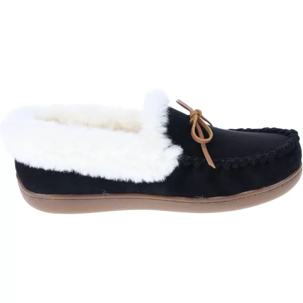 IZOD Ladies' Brooklyn Moccasin Slipper, Plaid House Shoes with Sherpa Fleece Lining, Red/Black, Size 6-11