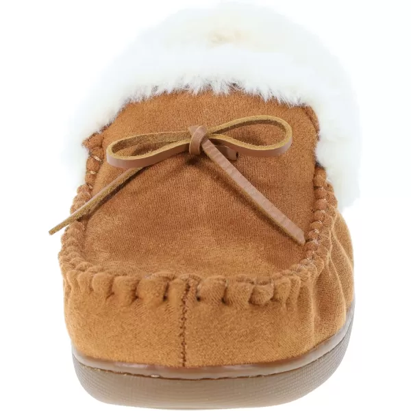 IZOD Ladies' Brooklyn Moccasin Slipper, Plaid House Shoes with Sherpa Fleece Lining, Red/Black, Size 6-11