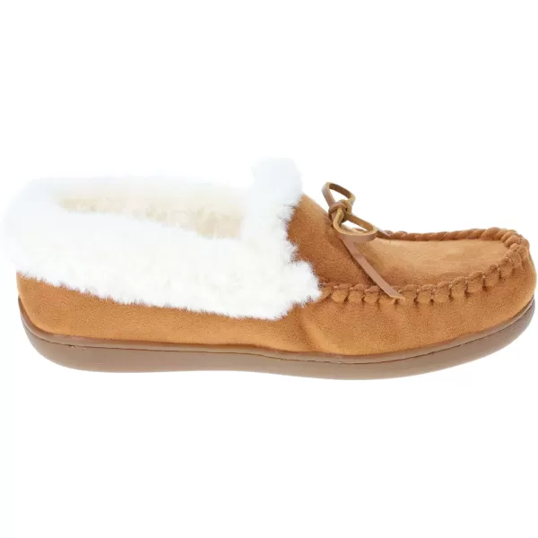 IZOD Ladies' Brooklyn Moccasin Slipper, Plaid House Shoes with Sherpa Fleece Lining, Red/Black, Size 6-11