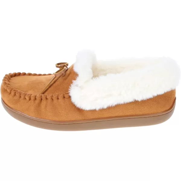 IZOD Ladies' Brooklyn Moccasin Slipper, Plaid House Shoes with Sherpa Fleece Lining, Red/Black, Size 6-11