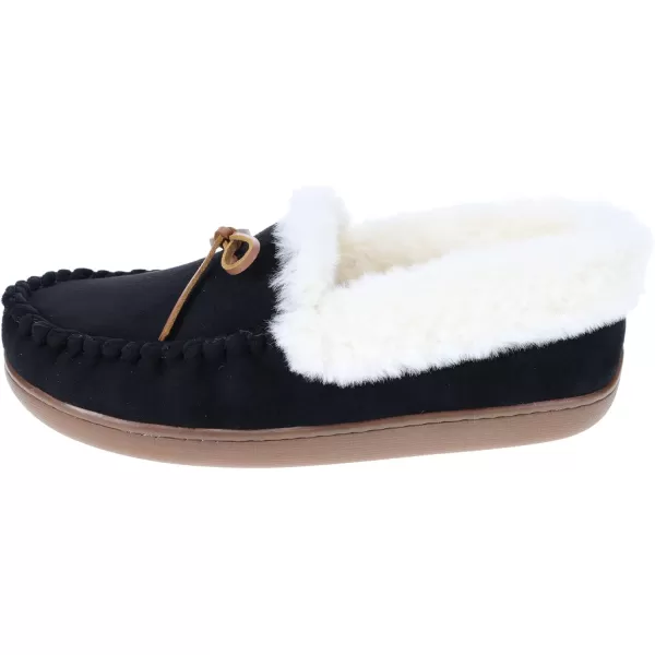 IZOD Ladies' Brooklyn Moccasin Slipper, Plaid House Shoes with Sherpa Fleece Lining, Red/Black, Size 6-11