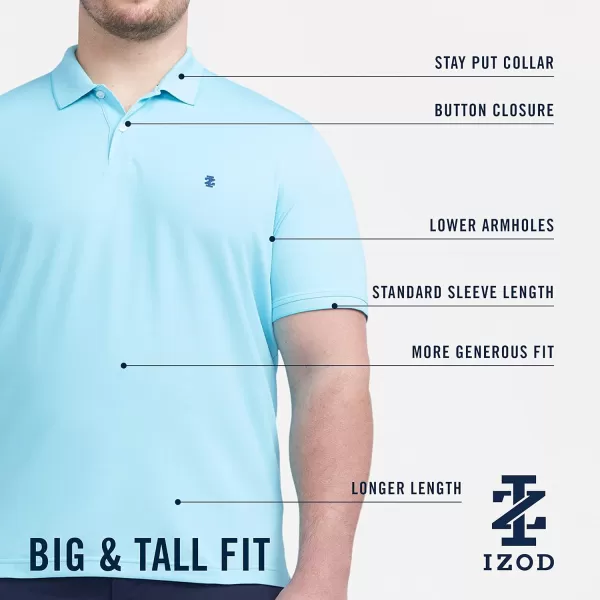 IZOD Men's Big and Tall Advantage Performance Short Sleeve Polo Shirt