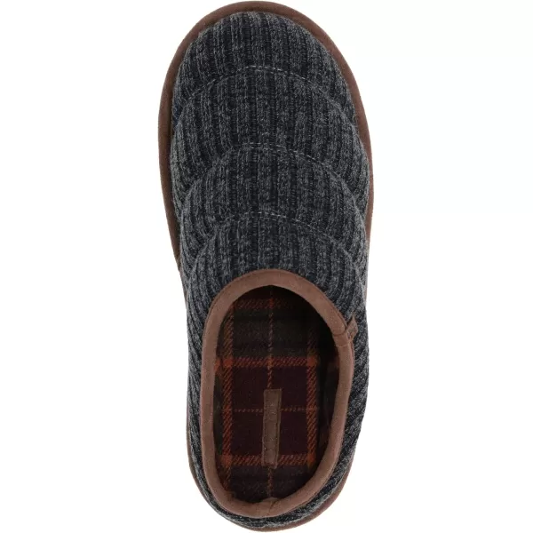 IZOD Mens Clog Slipper with Plaid Lining, Black and Navy, Size Medium to XXL 