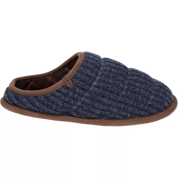 IZOD Mens Clog Slipper with Plaid Lining, Black and Navy, Size Medium to XXL 