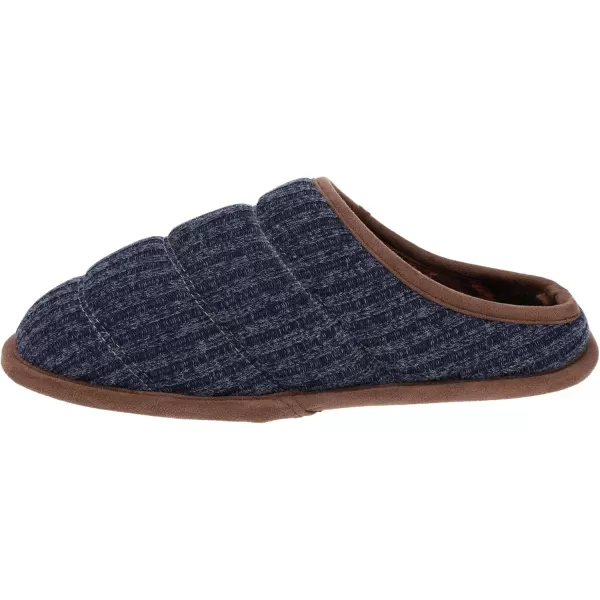 IZOD Mens Clog Slipper with Plaid Lining, Black and Navy, Size Medium to XXL 