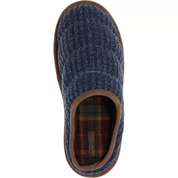 IZOD Mens Clog Slipper with Plaid Lining, Black and Navy, Size Medium to XXL 