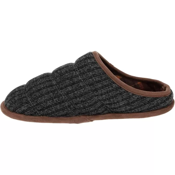IZOD Mens Clog Slipper with Plaid Lining, Black and Navy, Size Medium to XXL 