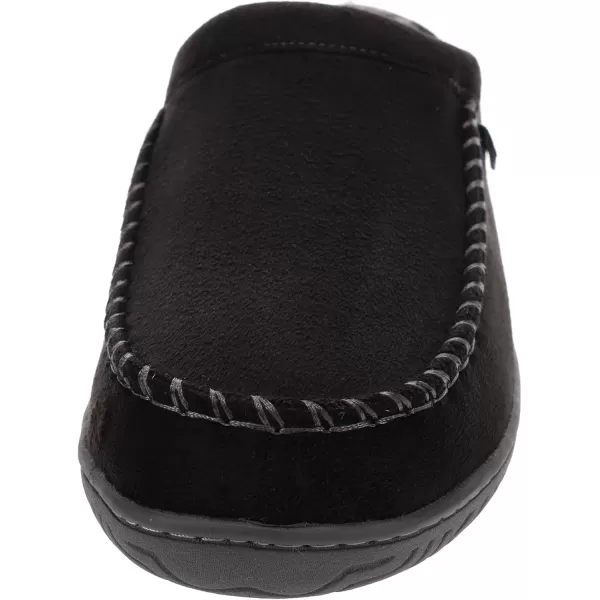 IZOD Mens Slipper, Microsuede Clog with Sherpa Fleece Lining, Tan and Black, Size 8 to 14