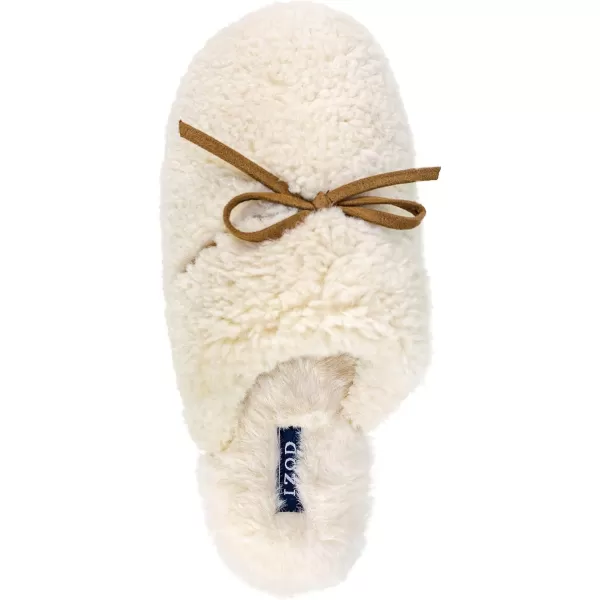 IZOD Women's Slipper, Dana Sherpa Scuff Slipper, Red, Size Small  to X-Large 