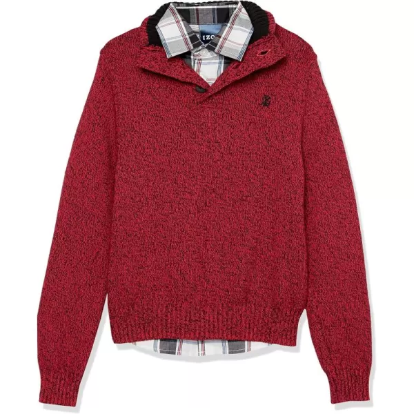 IZOD Boys' 2-piece Sweater Set With Long Sleeve Collared Button-down Dress Shirt