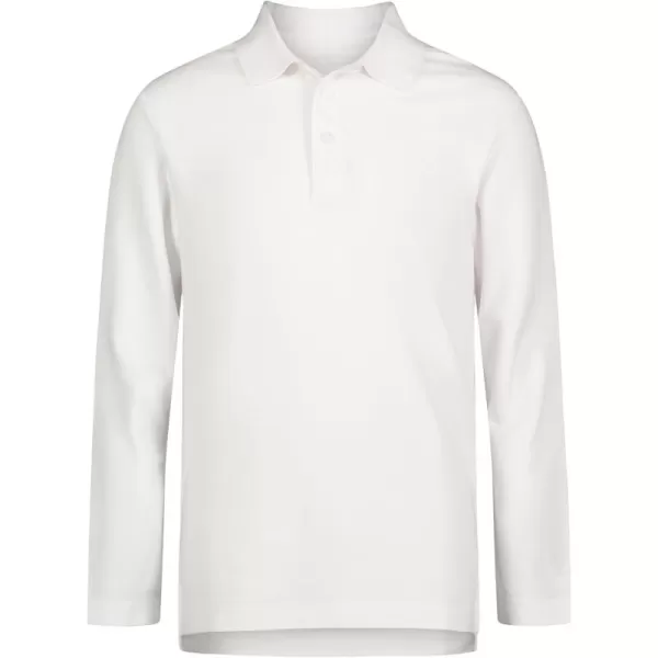 IZOD Boys' School Uniform Adaptive Long Sleeve Polo Shirt, Velcro Closure &amp; Faux Buttons, Comfortable Pique Fabric