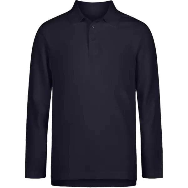 IZOD Boys' School Uniform Adaptive Long Sleeve Polo Shirt, Velcro Closure &amp; Faux Buttons, Comfortable Pique Fabric