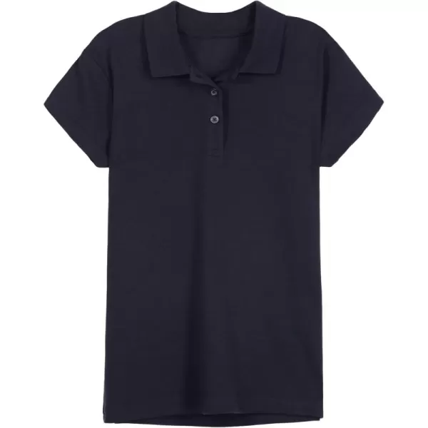 IZOD Girls' School Uniform Adaptive Short Sleeve Polo Shirt, Velcro Closure &amp; Faux Buttons, Comfortable Interlock Fabric