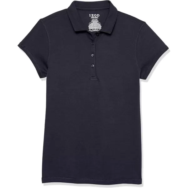IZOD Girls' School Uniform Sensory-Friendly Short Sleeve Polo Shirt, Button Closure &amp; Tagless Inner Neckline