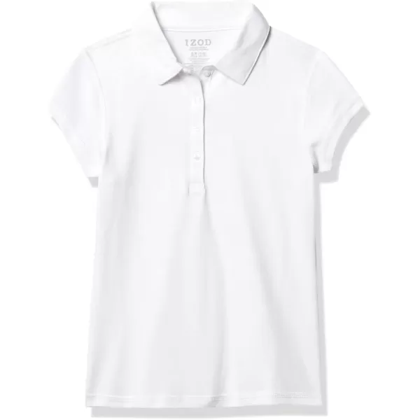 IZOD Girls' School Uniform Sensory-Friendly Short Sleeve Polo Shirt, Button Closure &amp; Tagless Inner Neckline