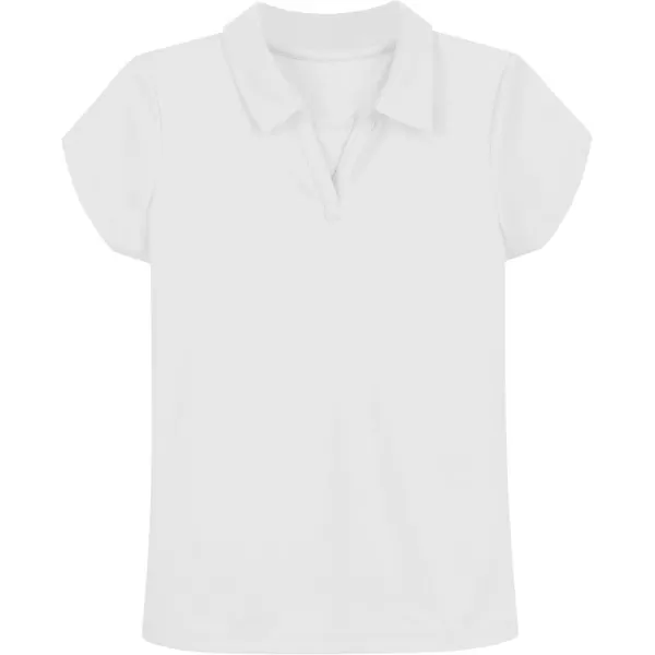 IZOD Girls' School Uniform Short Sleeve Polo Shirt, Button Closure, Moisture Wicking/Performance Material, Fade Resistant