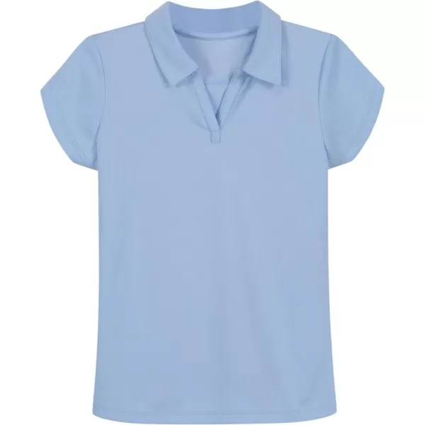 IZOD Girls' School Uniform Short Sleeve Polo Shirt, Button Closure, Moisture Wicking/Performance Material, Fade Resistant