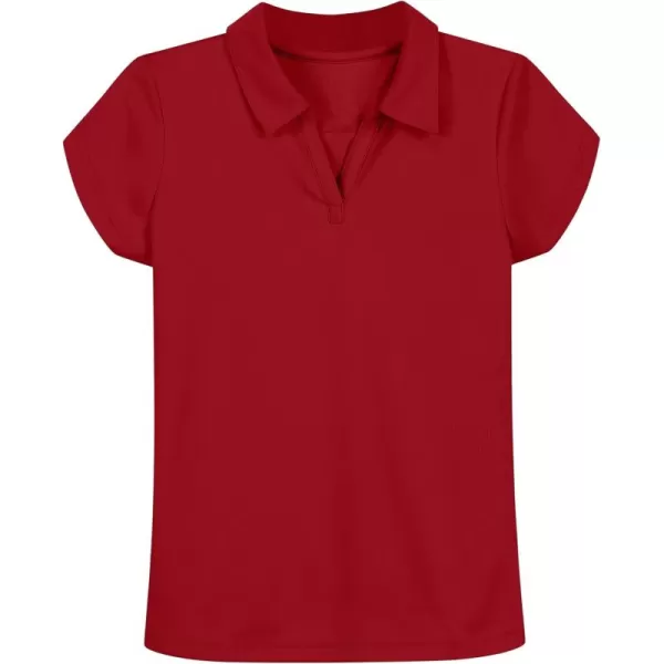 IZOD Girls' School Uniform Short Sleeve Polo Shirt, Button Closure, Moisture Wicking/Performance Material, Fade Resistant