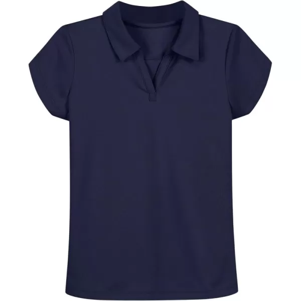IZOD Girls' School Uniform Short Sleeve Polo Shirt, Button Closure, Moisture Wicking/Performance Material, Fade Resistant