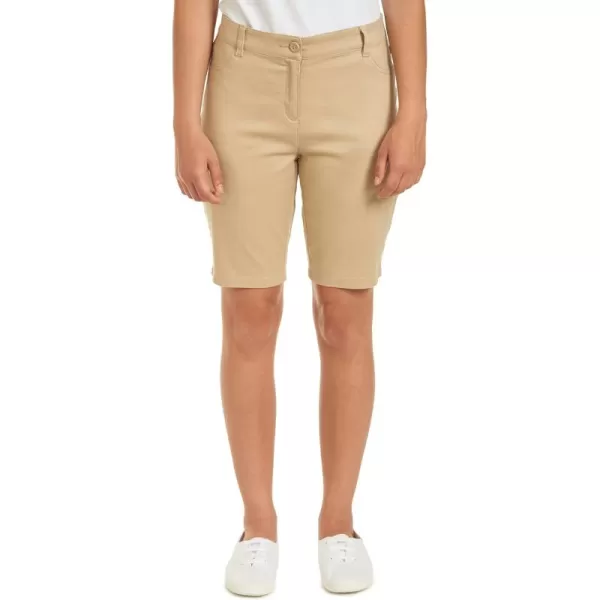 IZOD Juniors Uniform Bermuda Shorts, Skinny Style with Hook &amp; Eye Closure, Stretch Twill Fabric