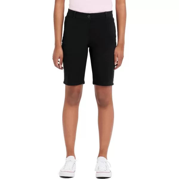 IZOD Juniors Uniform Bermuda Shorts, Skinny Style with Hook &amp; Eye Closure, Stretch Twill Fabric