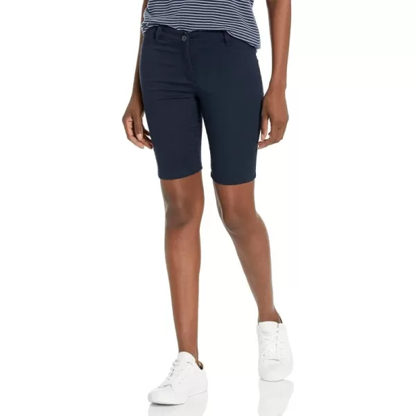 IZOD Juniors Uniform Bermuda Shorts, Skinny Style with Hook &amp; Eye Closure, Stretch Twill Fabric