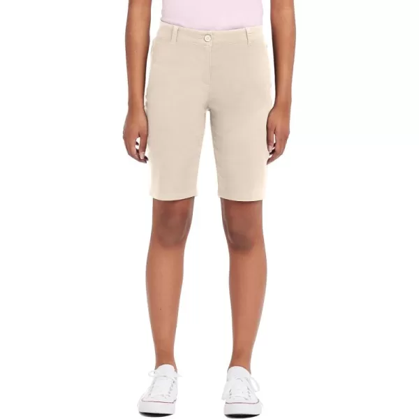 IZOD Juniors Uniform Bermuda Shorts, Skinny Style with Hook &amp; Eye Closure, Stretch Twill Fabric