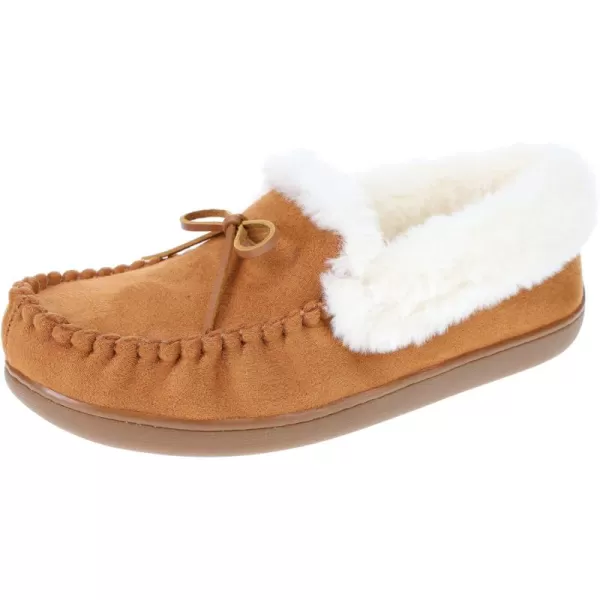 IZOD Ladies' Brooklyn Moccasin Slipper, Plaid House Shoes with Sherpa Fleece Lining, Red/Black, Size 6-11