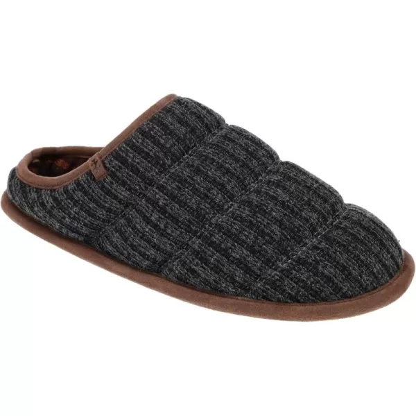 IZOD Mens Clog Slipper with Plaid Lining, Black and Navy, Size Medium to XXL 