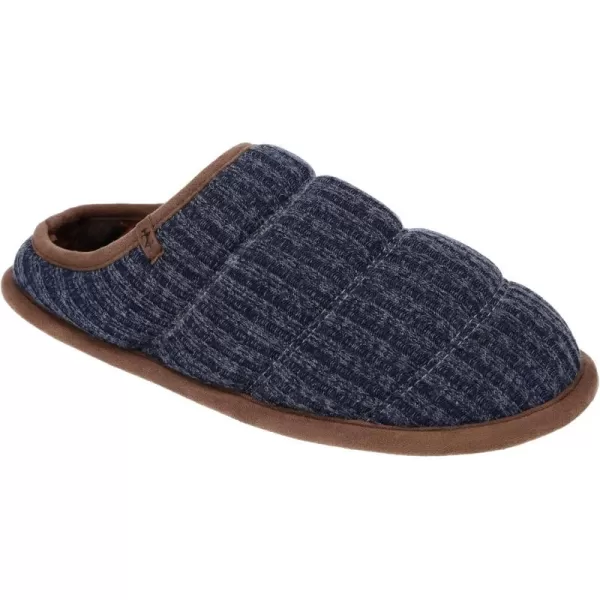 IZOD Mens Clog Slipper with Plaid Lining, Black and Navy, Size Medium to XXL 