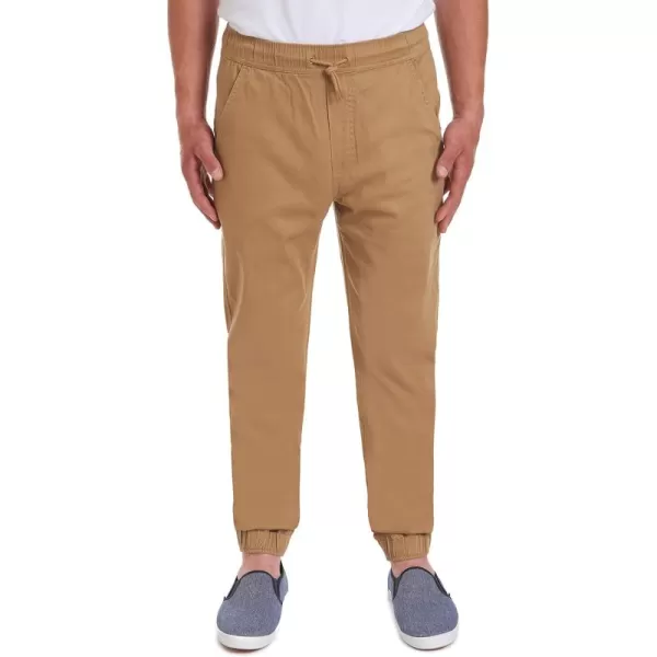 IZOD Men's Young Uniform Jogger Pants, Elastic Waistband with Drawstring Closure, Stretch Twill Fabric