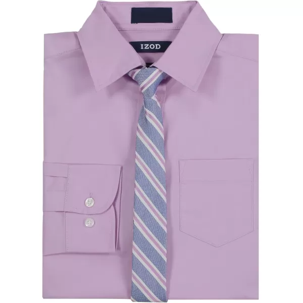IZOD Boys' Little Long Sleeve Button-Down Collared Dress Shirt with Tie and Chest Pocket