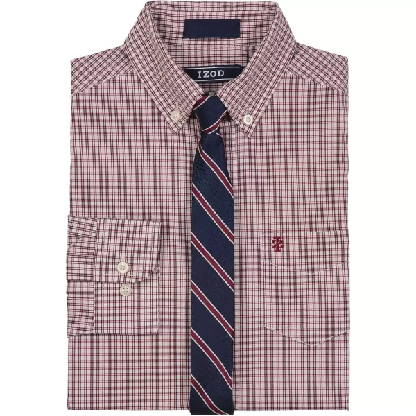 IZOD Boys' Little Long Sleeve Button-Down Collared Dress Shirt with Tie and Chest Pocket