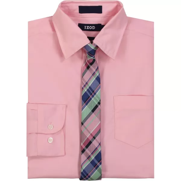 IZOD Boys' Little Long Sleeve Button-Down Collared Dress Shirt with Tie and Chest Pocket