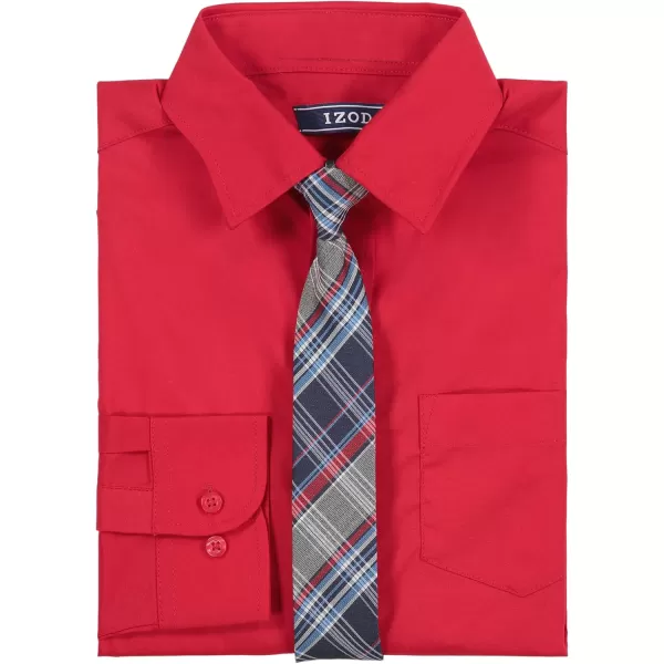 IZOD Boys' Little Long Sleeve Button-Down Collared Dress Shirt with Tie and Chest Pocket
