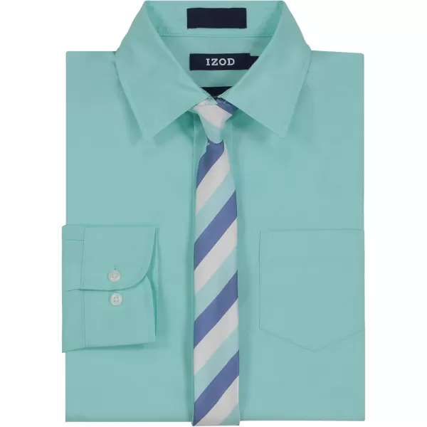IZOD Boys' Little Long Sleeve Button-Down Collared Dress Shirt with Tie and Chest Pocket