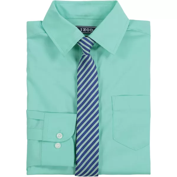 IZOD Boys' Little Long Sleeve Button-Down Collared Dress Shirt with Tie and Chest Pocket